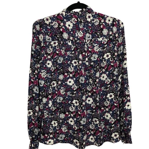 Gap Floral Blouse with Ruffled Neck and Long Sleeves - Picture 2 of 12